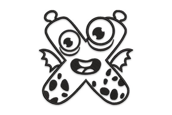 Monster Alphabet Letter X: A Creative Embroidery Design for Business Branding