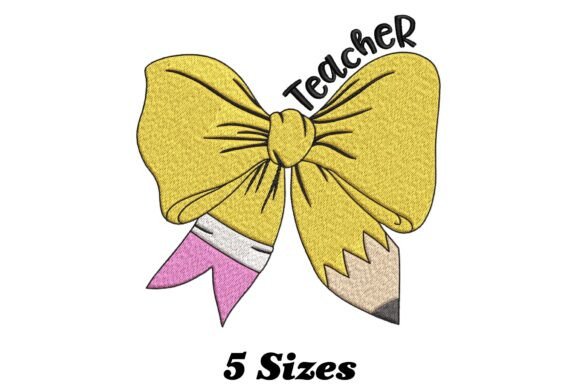 Teacher Pencil Bow: A Playful Touch for Personalized Embroidery